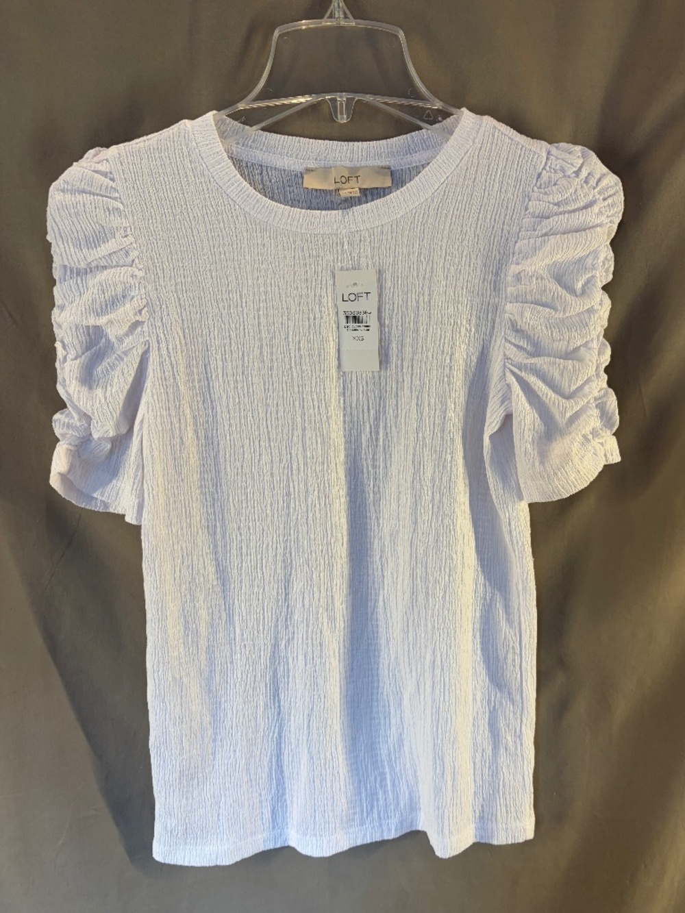 LOFT Short Puff Sleeve Blouse, White color Size XXS (NWT)